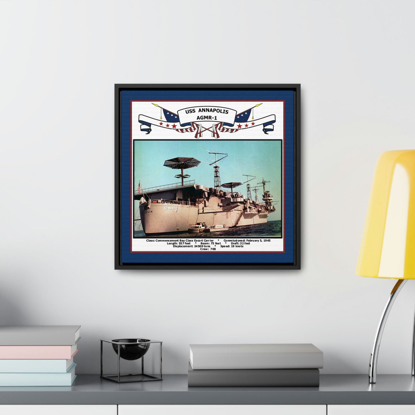 USS Annapolis AGMR-1 Navy Floating Frame Photo Desk View