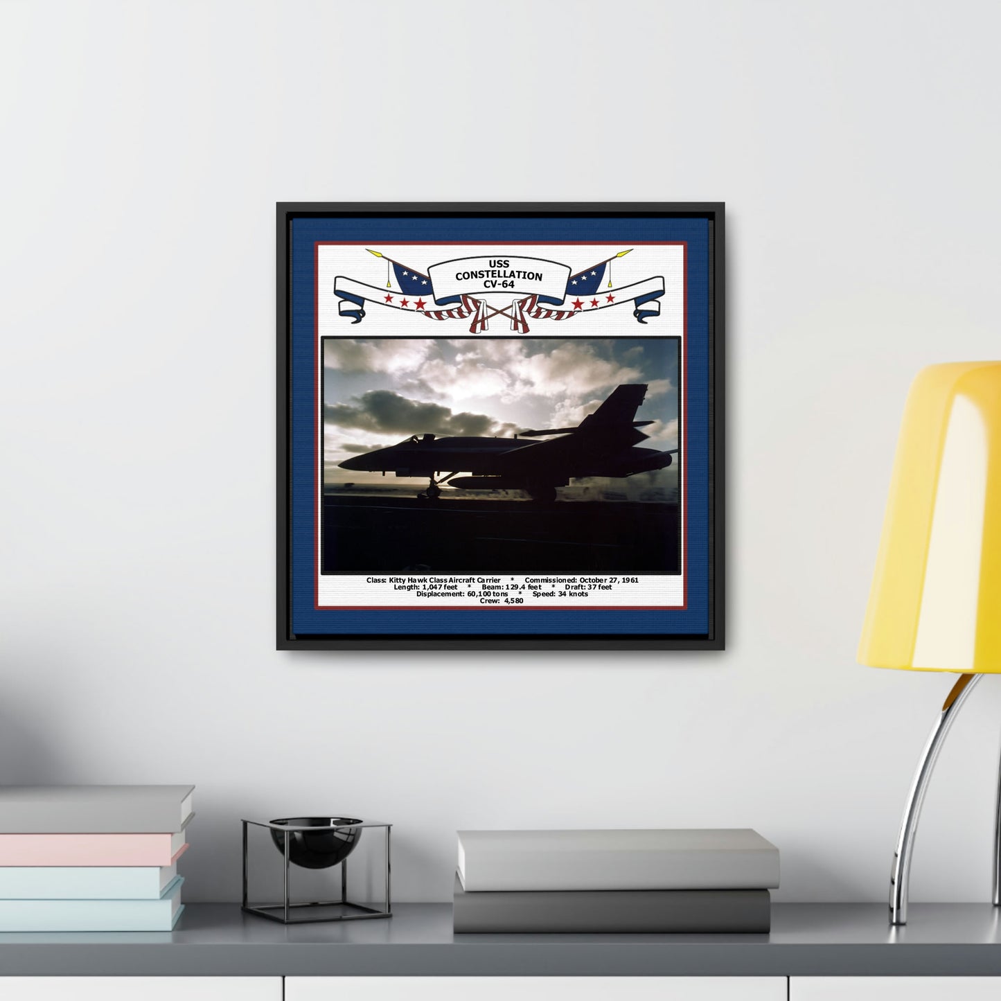 USS Constellation CV-64 Navy Floating Frame Photo Desk View