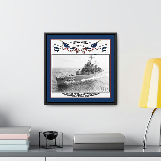 USS O'Bannon DD-450 Navy Floating Frame Photo Desk View