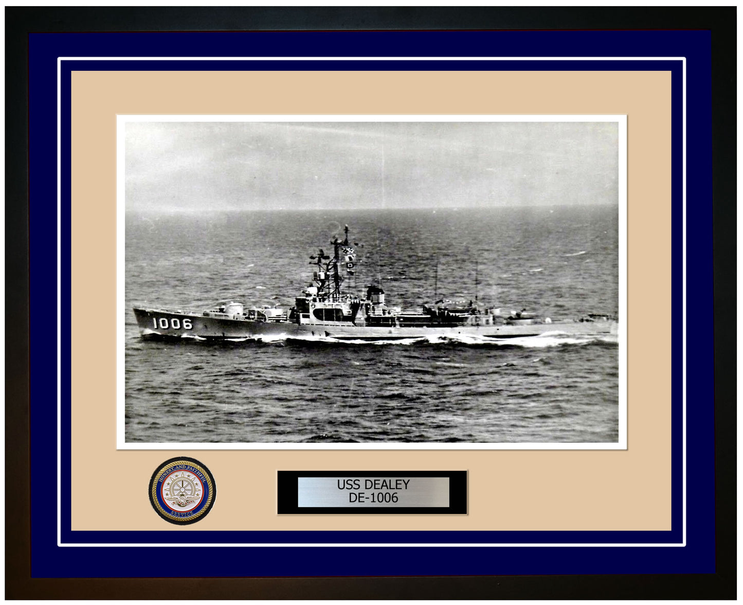 USS Dealey DE-1006 Framed Navy Ship Photo Blue