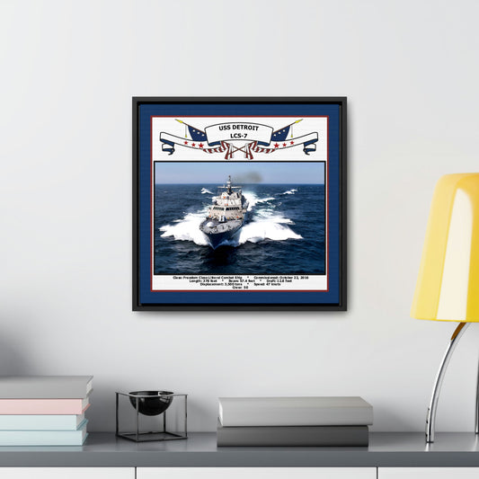 USS Detroit LCS-7 Navy Floating Frame Photo Desk View
