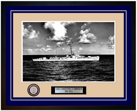 USS Chester T Obrien DE-421 Framed Navy Ship Photo Blue