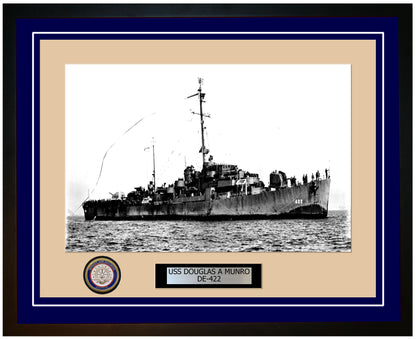 USS Douglas A Munro DE-422 Framed Navy Ship Photo Blue