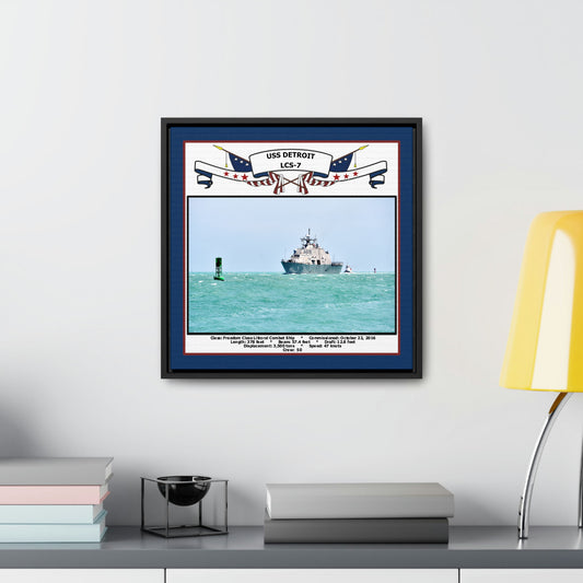 USS Detroit LCS-7 Navy Floating Frame Photo Desk View