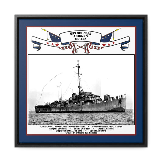 USS Douglas A Munro DE-422 Navy Floating Frame Photo Front View