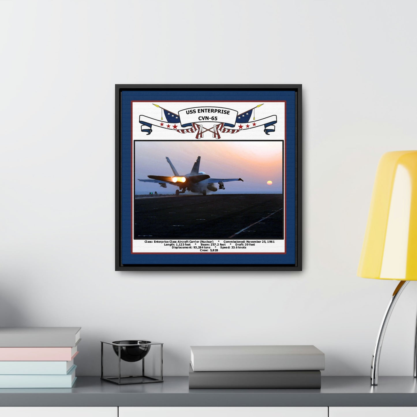 USS Enterprise CVN-65 Navy Floating Frame Photo Desk View