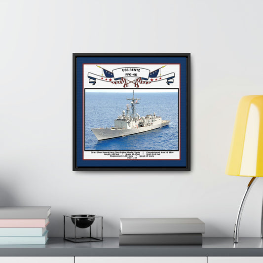 USS Rentz FFG-46 Navy Floating Frame Photo Desk View