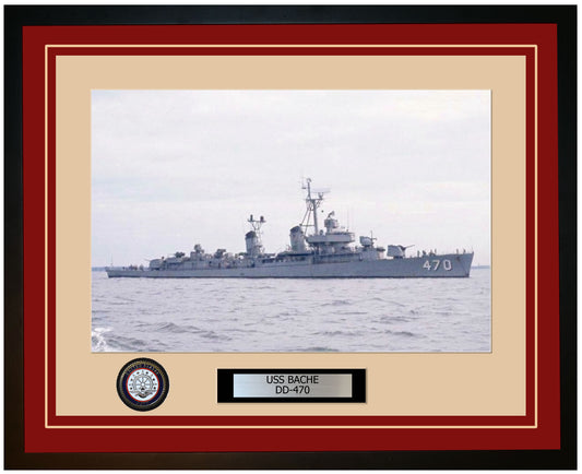 USS BACHE DD-470 Framed Navy Ship Photo Burgundy