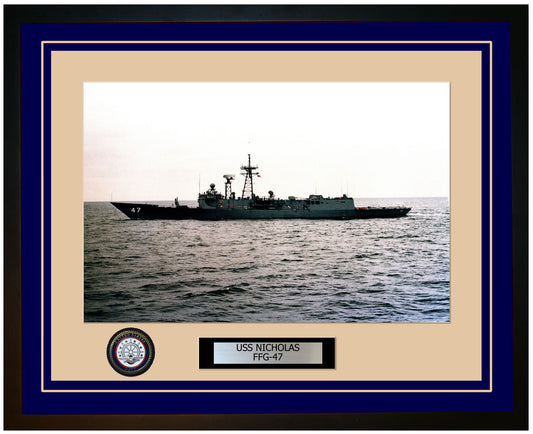 USS NICHOLAS FFG-47 Framed Navy Ship Photo Blue