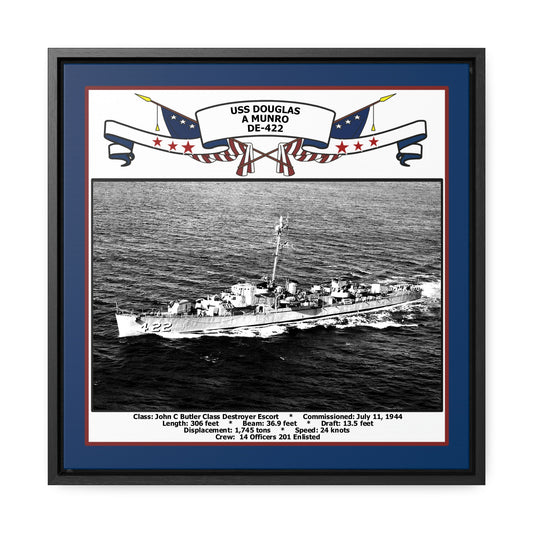 USS Douglas A Munro DE-422 Navy Floating Frame Photo Front View
