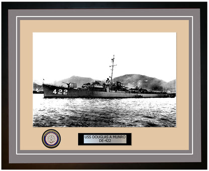 USS Douglas A Munro DE-422 Framed Navy Ship Photo Grey