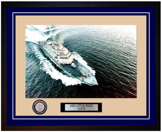 USS Little Rock LCS-9 Framed Navy Ship Photo Blue