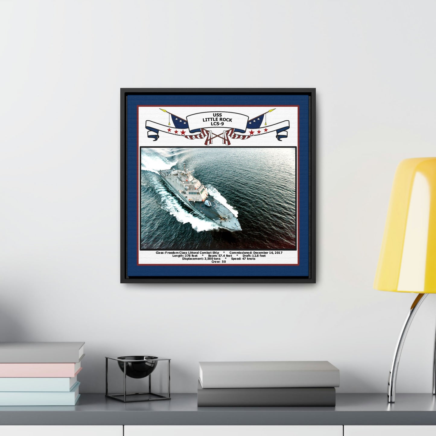 USS Little Rock LCS-9 Navy Floating Frame Photo Desk View