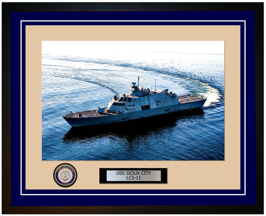 USS Sioux City LCS-11 Framed Navy Ship Photo Blue