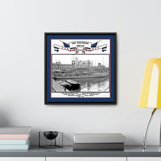 USS Sheldrake AGS-19 Navy Floating Frame Photo Desk View