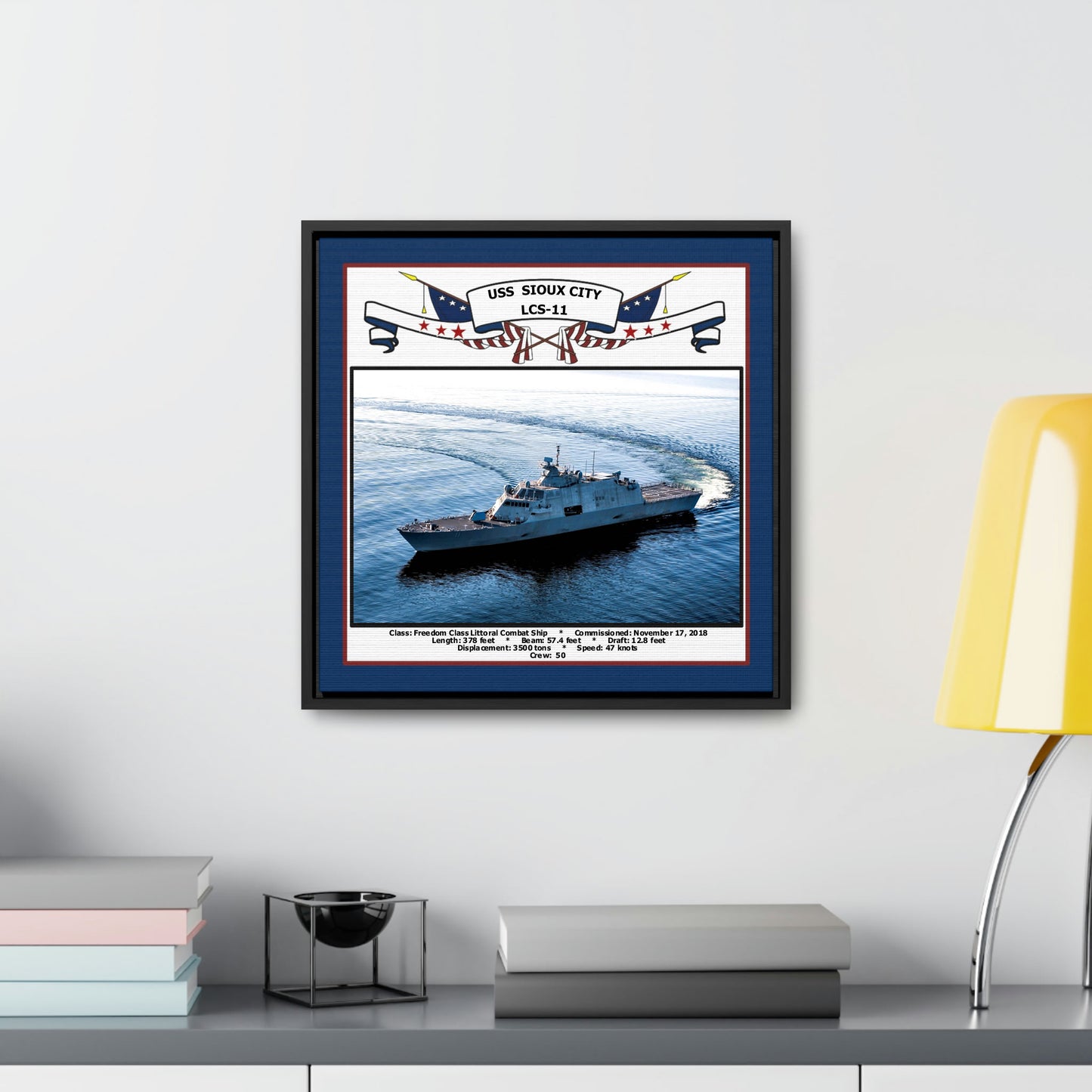 USS Sioux City LCS-11 Navy Floating Frame Photo Desk View