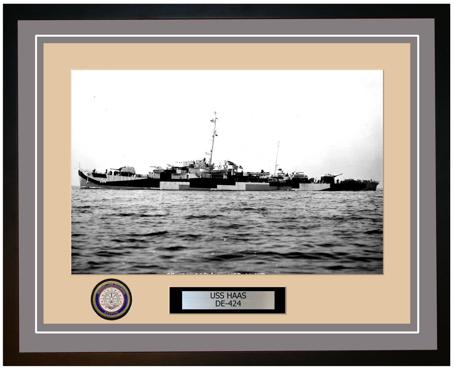 USS Haas DE-424 Framed Navy Ship Photo Grey
