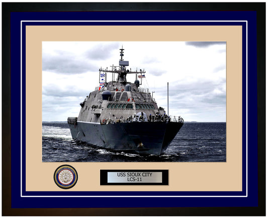 USS Sioux City LCS-11 Framed Navy Ship Photo Blue