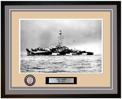 USS Haas DE-424 Framed Navy Ship Photo Grey