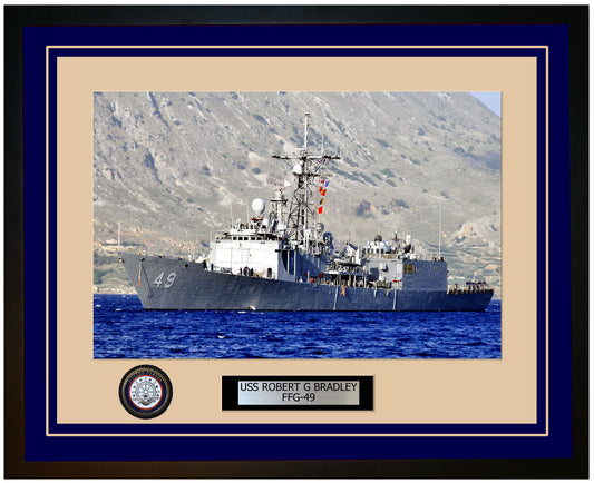 USS ROBERT G BRADLEY FFG-49 Framed Navy Ship Photo Blue