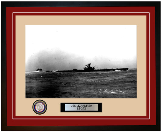 USS Lizardfish SS-373 Framed Navy Ship Photo Burgundy