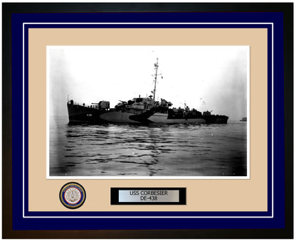 USS Corbesier DE-438 Framed Navy Ship Photo Blue