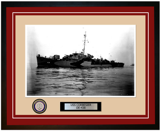 USS Corbesier DE-438 Framed Navy Ship Photo Burgundy