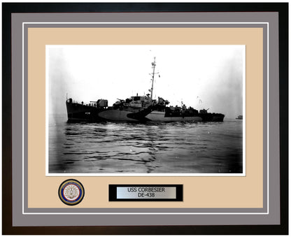 USS Corbesier DE-438 Framed Navy Ship Photo Grey