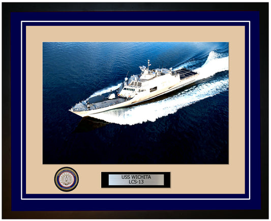 USS Wichita LCS-13 Framed Navy Ship Photo Blue