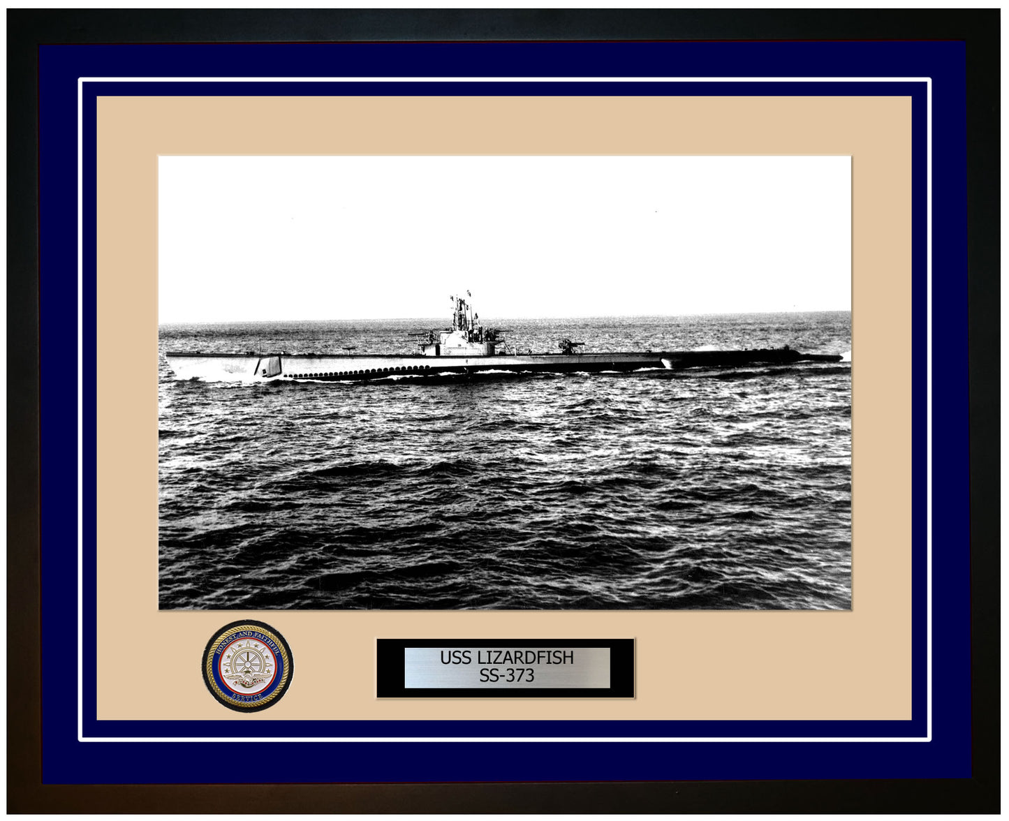 USS Lizardfish SS-373 Framed Navy Ship Photo Blue
