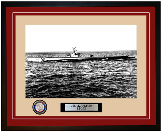 USS Lizardfish SS-373 Framed Navy Ship Photo Burgundy