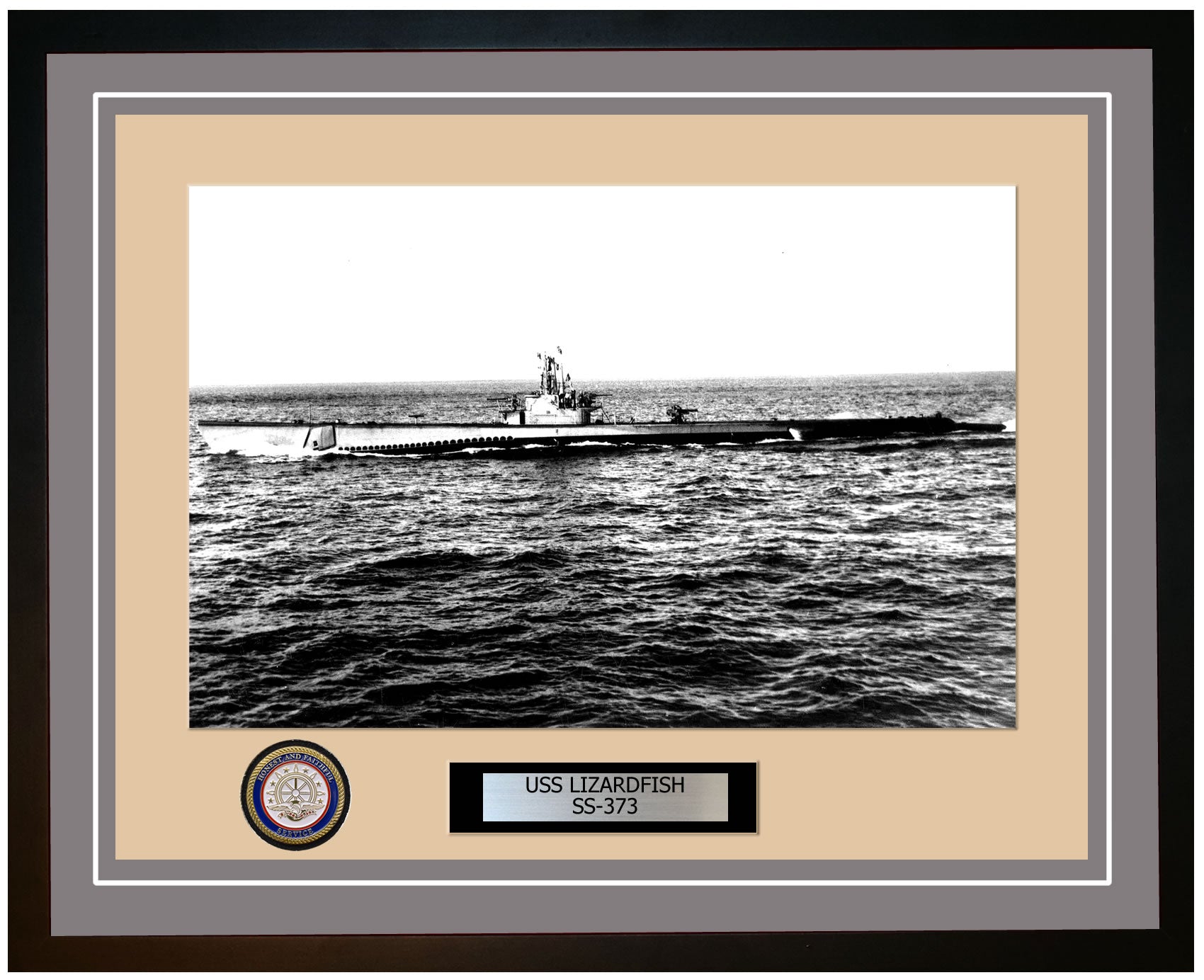 USS Lizardfish SS-373 Framed Navy Ship Photo Grey