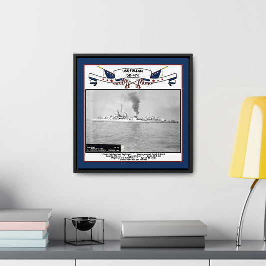 USS Fullam DD-474 Navy Floating Frame Photo Desk View