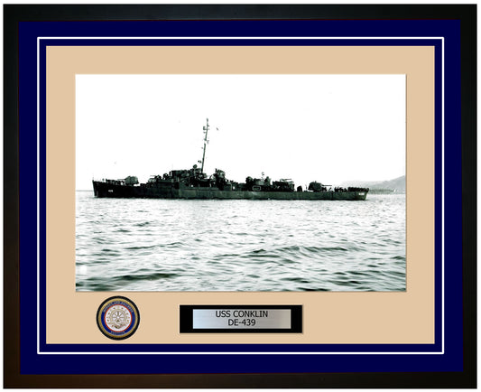 USS Conklin DE-439 Framed Navy Ship Photo Blue