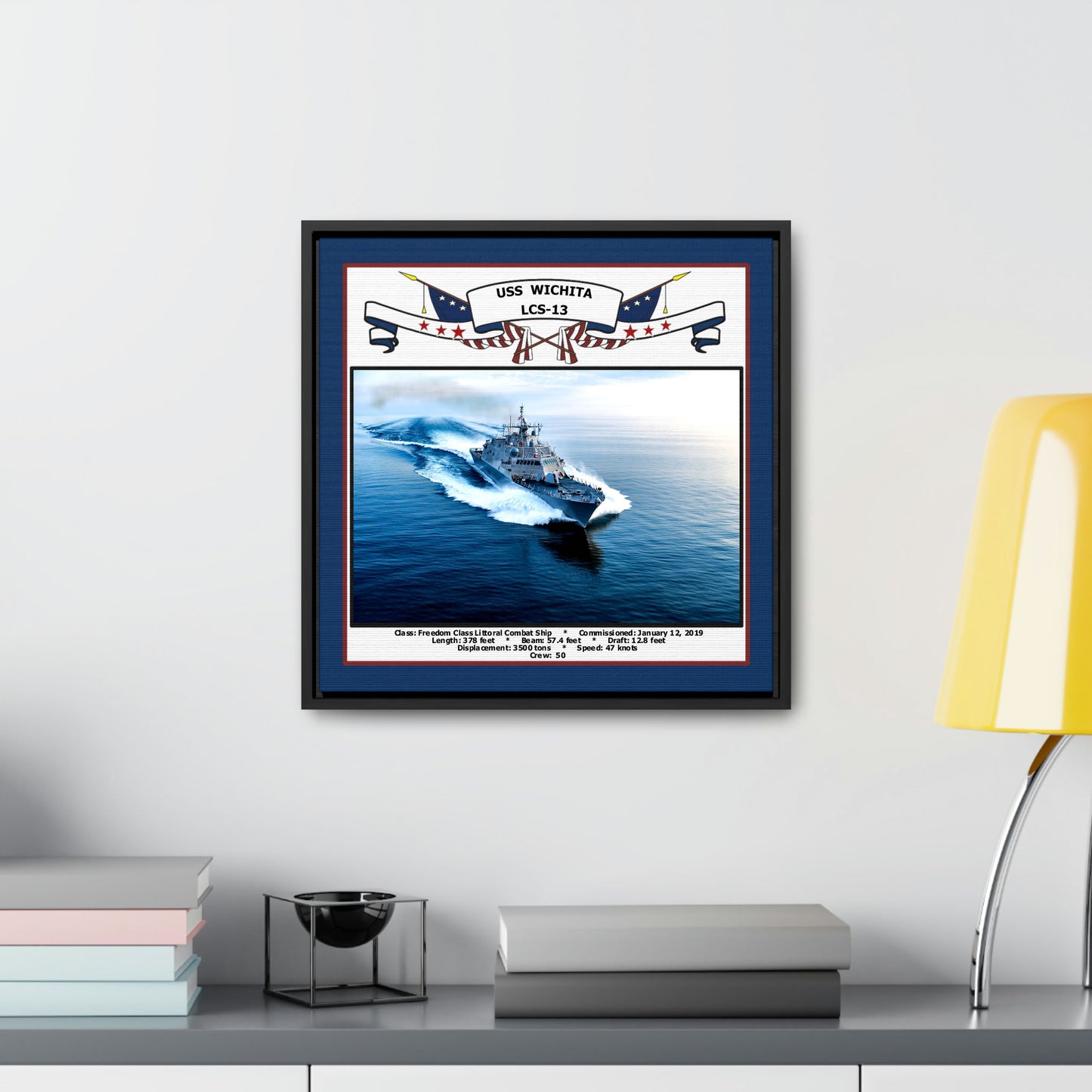 USS Wichita LCS-13 Navy Floating Frame Photo Desk View
