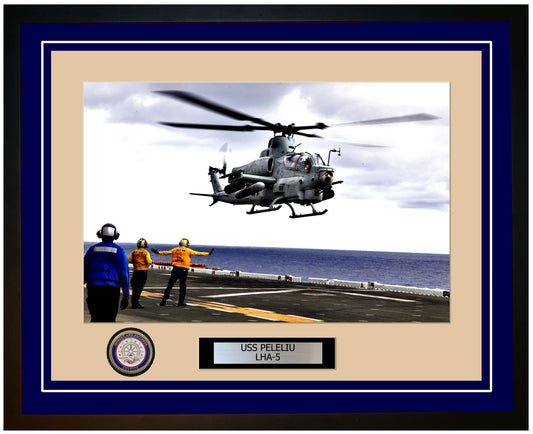USS Peleliu LHA-5 Framed Navy Ship Photo Blue