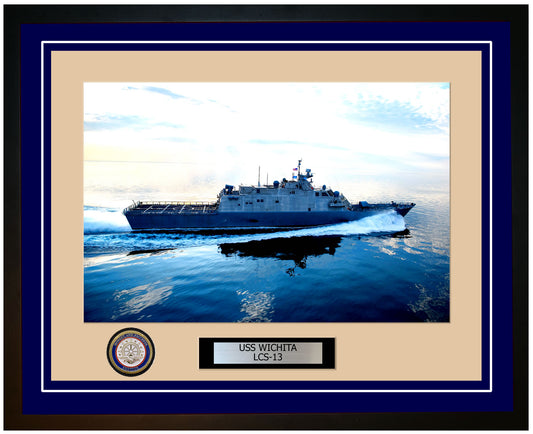 USS Wichita LCS-13 Framed Navy Ship Photo Blue