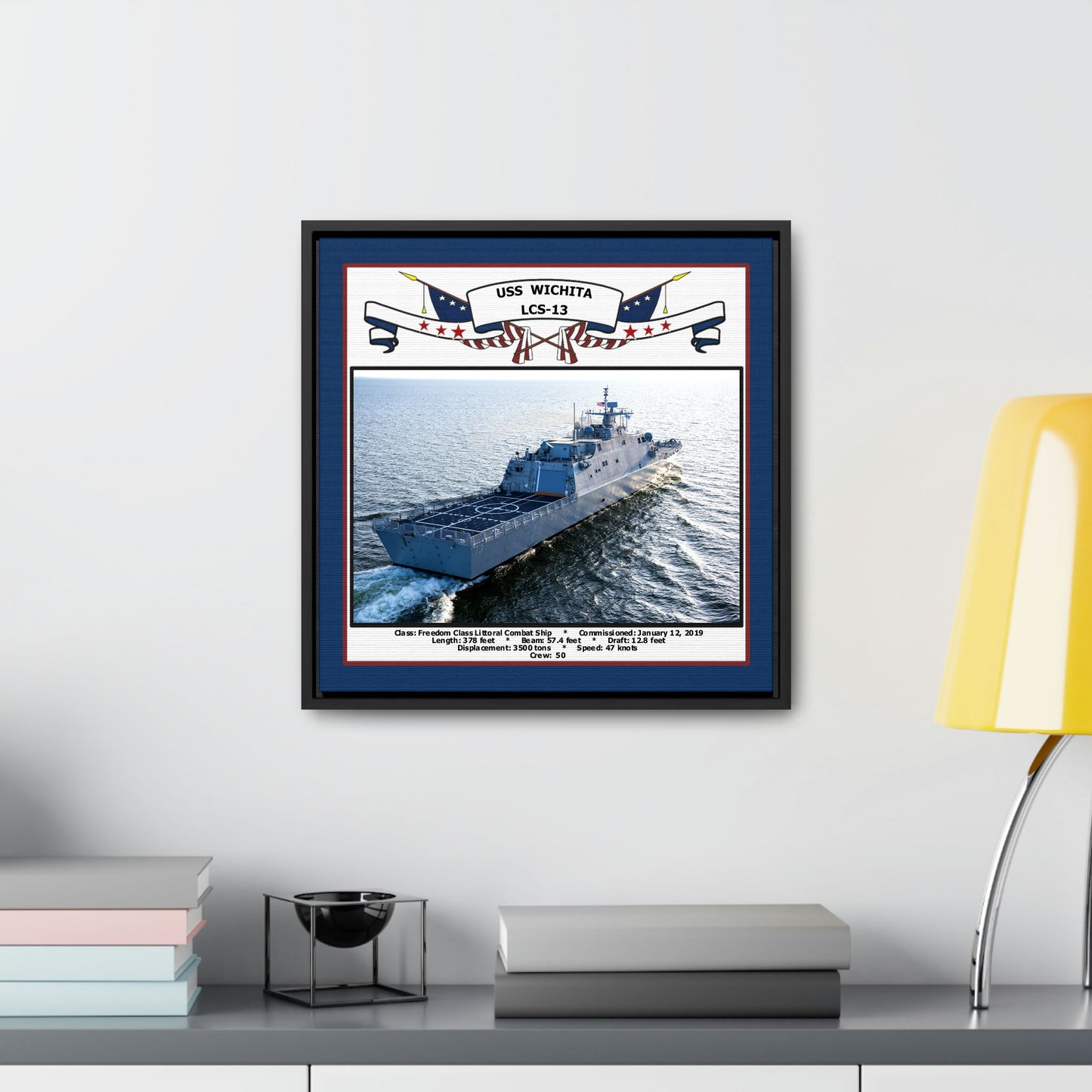 USS Wichita LCS-13 Navy Floating Frame Photo Desk View