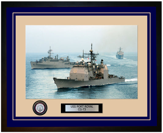 USS PORT ROYAL CG-73 Framed Navy Ship Photo Blue