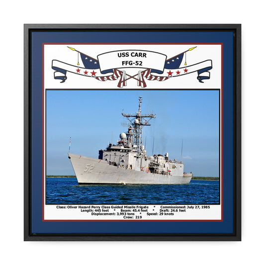 USS Carr FFG-52 Navy Floating Frame Photo Front View