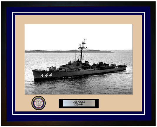 USS Goss DE-444 Framed Navy Ship Photo Blue