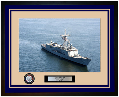 USS FORD FFG-54 Framed Navy Ship Photo Blue