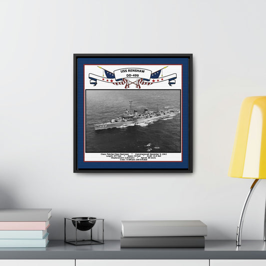 USS Renshaw DD-499 Navy Floating Frame Photo Desk View