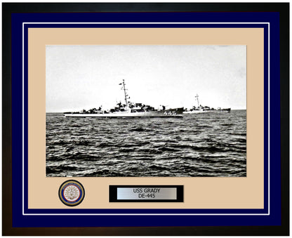 USS Grady DE-445 Framed Navy Ship Photo Blue