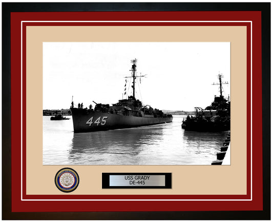 USS Grady DE-445 Framed Navy Ship Photo Burgundy