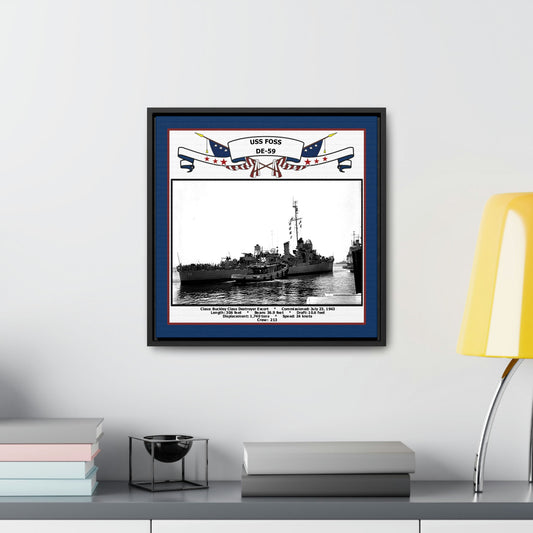 USS Foss DE-59 Navy Floating Frame Photo Desk View