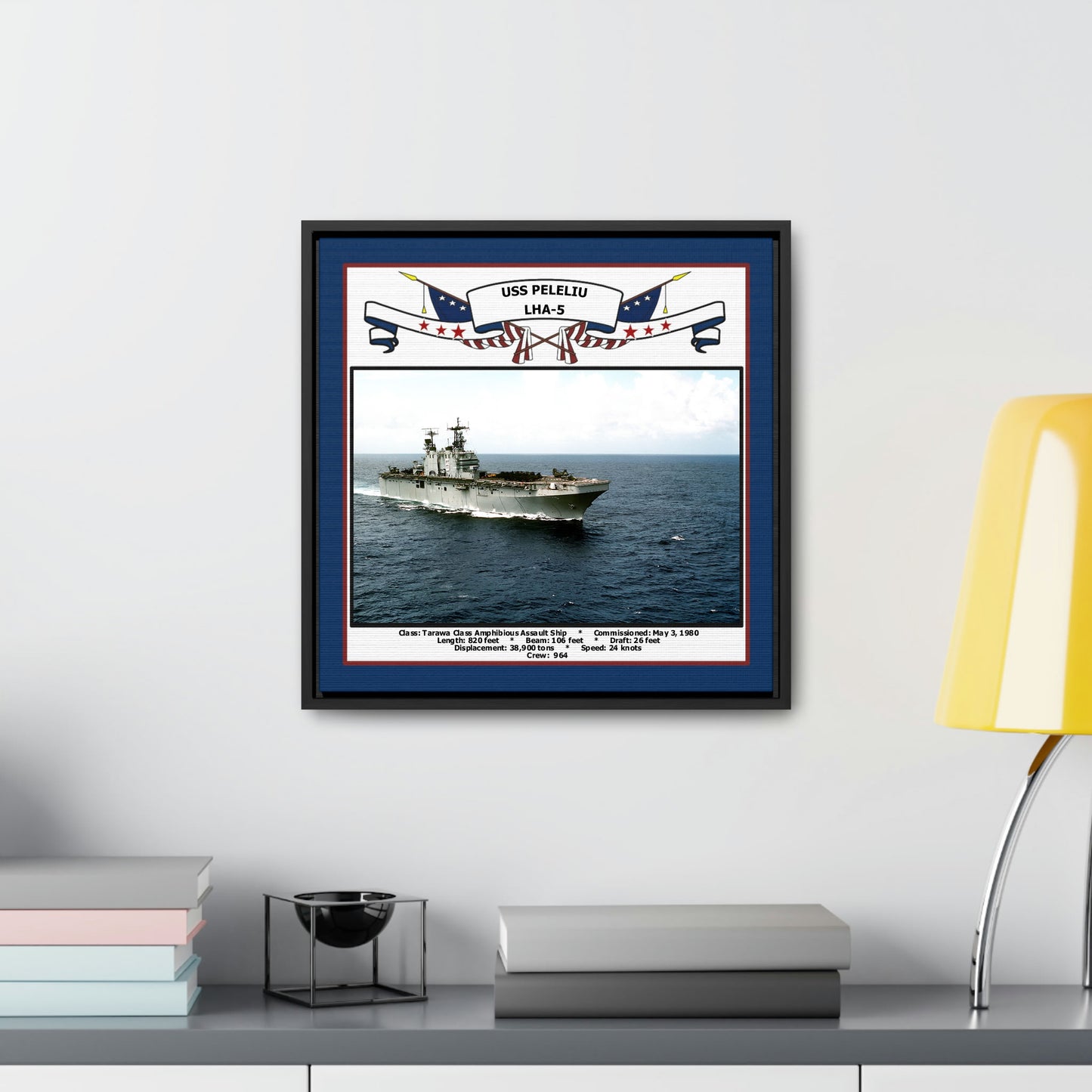 USS Peleliu LHA-5 Navy Floating Frame Photo Desk View
