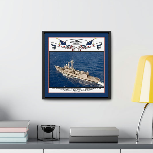 USS Reuben James FFG-57 Navy Floating Frame Photo Desk View