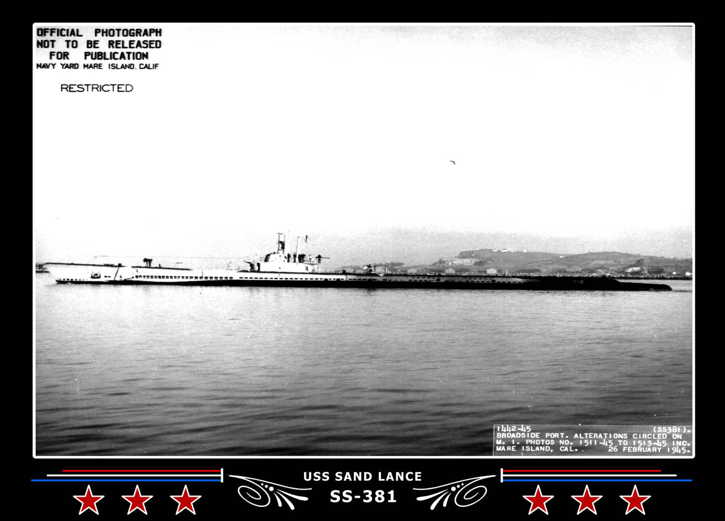 USS Sand Lance SS-381 Canvas Photo Print