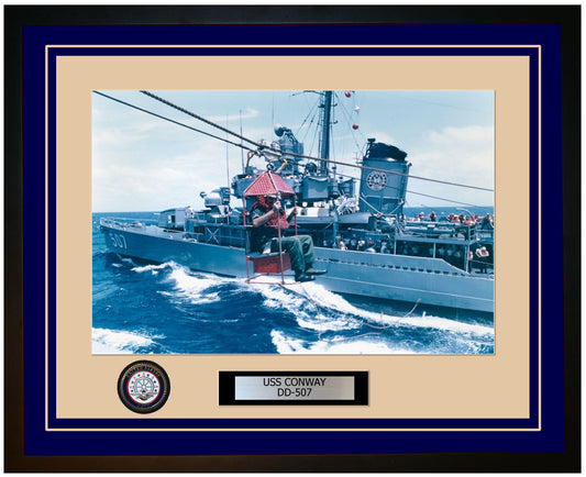 USS CONWAY DD-507 Framed Navy Ship Photo Blue